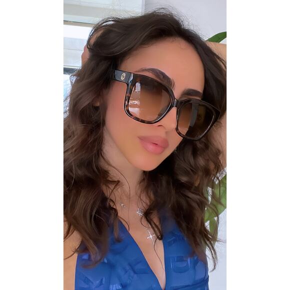 NEW Gucci GG1338S Havana Brown Square Sunglasses - Picture 2 of 9